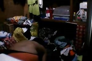 Mature Filipina kneads and licks her flaccid titties in livecam solo