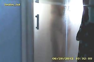 This plump bitch had no idea I was spying on her whilst this babe was showering