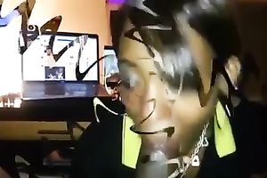 Filthy dark college bitch blows my large dark shaft