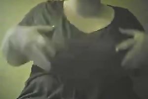 My obese slutwife kneads her large natural whoppers in livecam solo