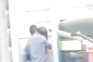 Hidden webcam vid with a youthful pair having blow job sex behind a dumpster
