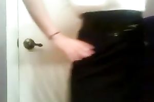 Sexy office black cock sluts undresses in front of a web camera and rubs her pussy