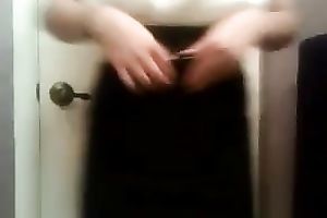 Sexy office black cock sluts undresses in front of a web camera and rubs her pussy