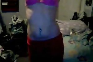 Stripping in front of a camera and fingering my hairless cunt