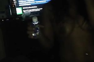 Curvaceous black honey rides my white large pecker on cam