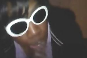 Chocolate GF sucks my large black penis with great fun