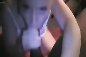 Hungry gal is engulfing my large dark dong with great excitement