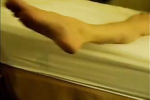 Dark-haired co-worker fingers her cum-hole and sucks my prick