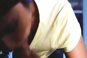 Exotic charmer with charming hair sucks my ramrod until she cums