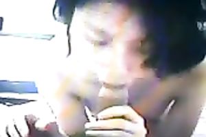 Black haired nurse with miniature zeppelins is giving me an blowjob treatement