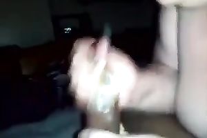 Black-hiared big beautiful woman sucks and rubs my BBC in homemade movie scene