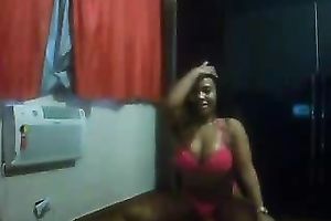 Latina curvy hawt black skin dirty slut wife on webcam dancing in her bikini