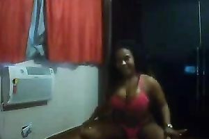 Latina curvy hawt black skin dirty slut wife on webcam dancing in her bikini