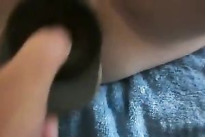 Busting creamy twat of my slutwife with sex toy on intimate tape