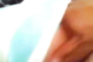 My full-bosomed GF lets me rub her melons and pussy in a car