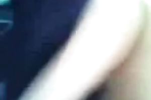 My full-bosomed GF lets me rub her melons and pussy in a car