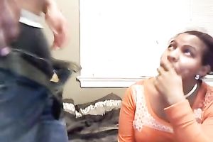 Ebony hotwife shows her oral job skills to a white stud in homemade movie