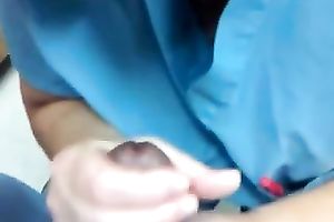 Lustful nurse enjoys engulfing my prick at her work place