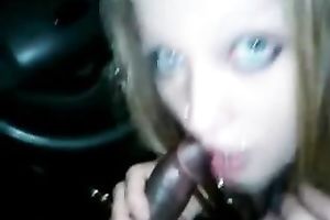 Just a juvenile bitch in my car practicing oral-job sex on webcam