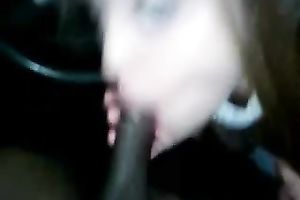 Just a juvenile bitch in my car practicing oral-job sex on webcam