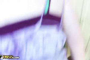 Horny skank works on a schlong in POV movie scene and enjoys it from behind