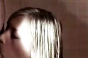 Amateur golden-haired legal age teenager manages to milk my rod dry on her chin