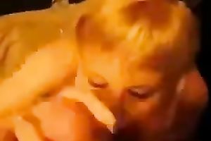 Blond milf sucks my large wang and doesn't crave to stop