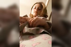 Nice solo act with my ex GF tickling her unshaved coochie