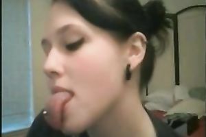 Webcam solo with my ex GF demonstrating her lengthy pierced tongue