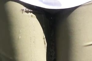 Amateur brunette hair slutty wife made water in her panties in public