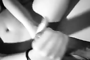 Black and white non-professional movie scene with my breasty milf wife