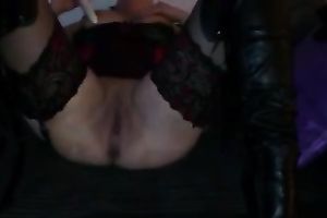 Fat a-hole trollop in sexy nylons lets me fuck her pussy with her vibrator