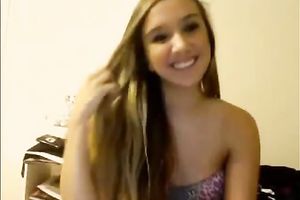 Blonde teenage sweetie talks on livecam and takes all her raiment off