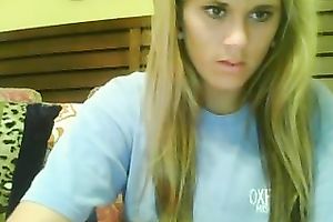 Classy golden-haired with good round mangos puts on a priceless show for me