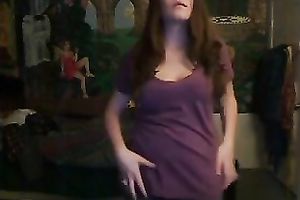 Curvy brownhead sweetheart with large milk sacks undresses on web camera