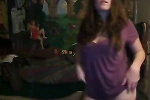 Curvy brownhead sweetheart with large milk sacks undresses on web camera