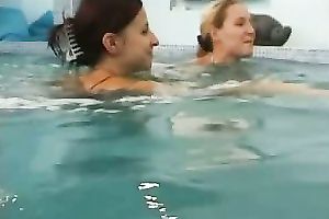 The miniature white skin bodies of delectable European legal age teenagers filmed underwater