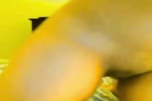 Chubby legal age teenager skank in glasses slams her crotch with a sex toy