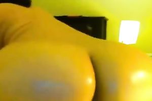 Chubby legal age teenager skank in glasses slams her crotch with a sex toy