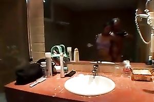 My nice fuckbuddy sucks my boner ardently in the washroom