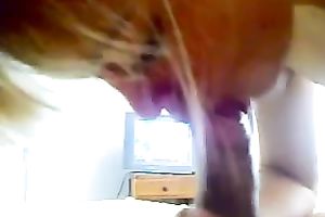 Attractive babe sucks my dick and receives a mouthful of cum