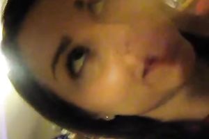 Solo movie scene with a fleshly brunette hair legal age teenager rubbing her astonishing whoppers