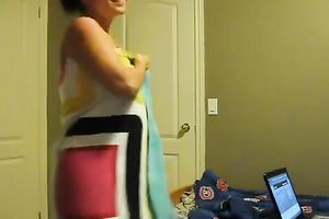 Solo movie scene with a fleshly brunette hair legal age teenager rubbing her astonishing whoppers