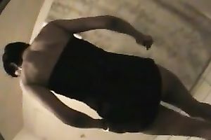 Shameless hoe in dark petticoat flashes her bald pussy