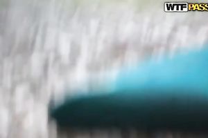 Slutty dark brown acquires her crotch screwed from behind outdoors