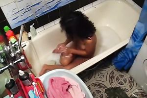 Shameless gal with skinny body can't live without masturbating in the bathtub