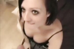 Sexy dark brown spinner manages to milk my schlong dry on her face