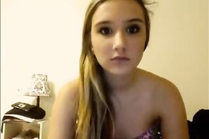 Cute teen sweetheart finger copulates her taut and moist snatch on web webcam