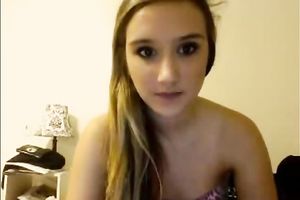 Cute teen sweetheart finger copulates her taut and moist snatch on web webcam