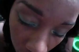 Black legal age teenager wench takes shlong in her hawt lip throat and receives jizzed